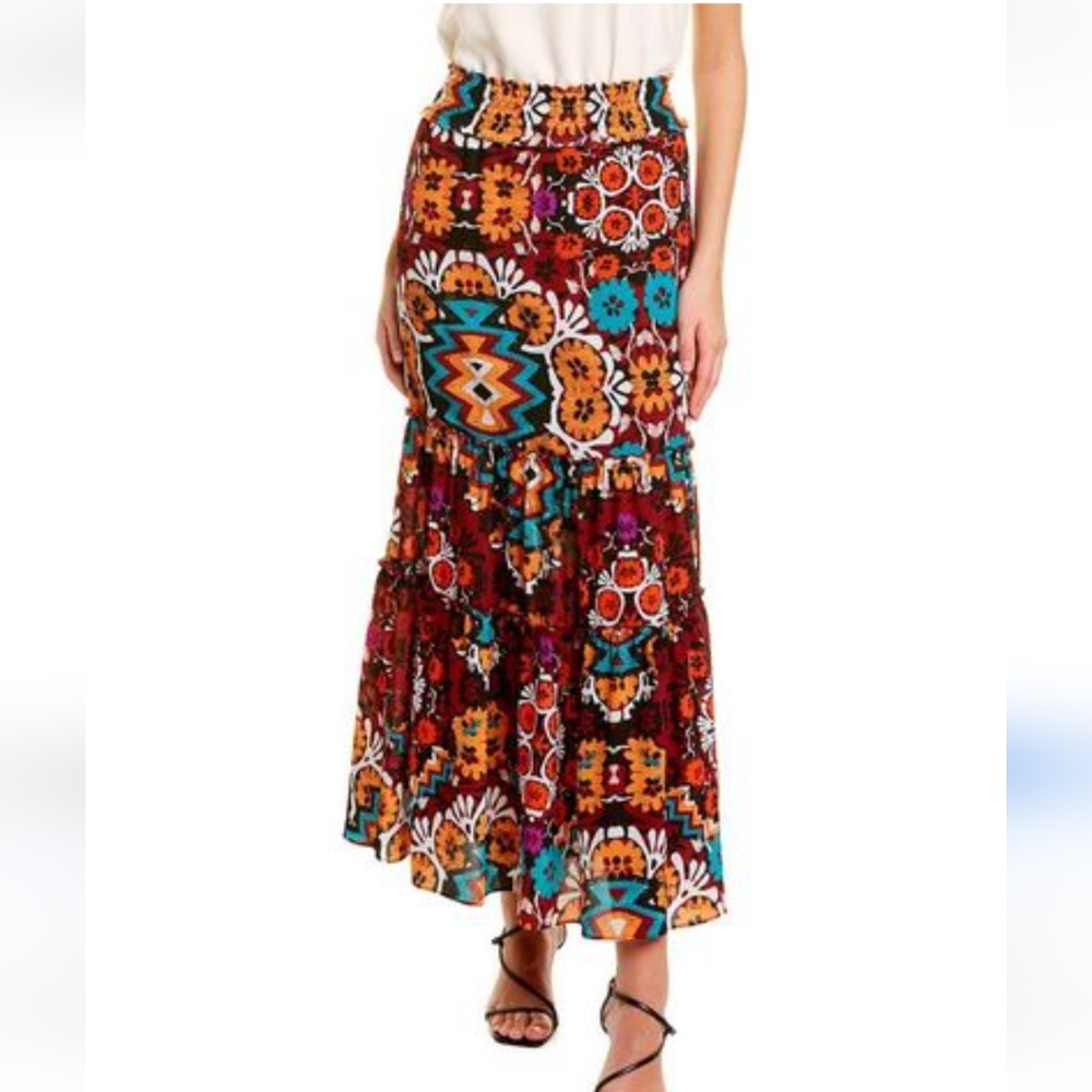 Josie Natori Motif Maxi Skirt